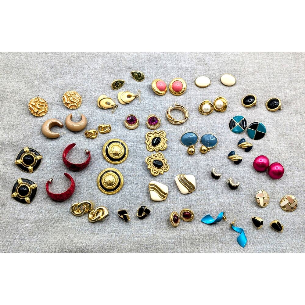 Lot of 28 Pair of 80s Vibe Earrings for Pierced Ears